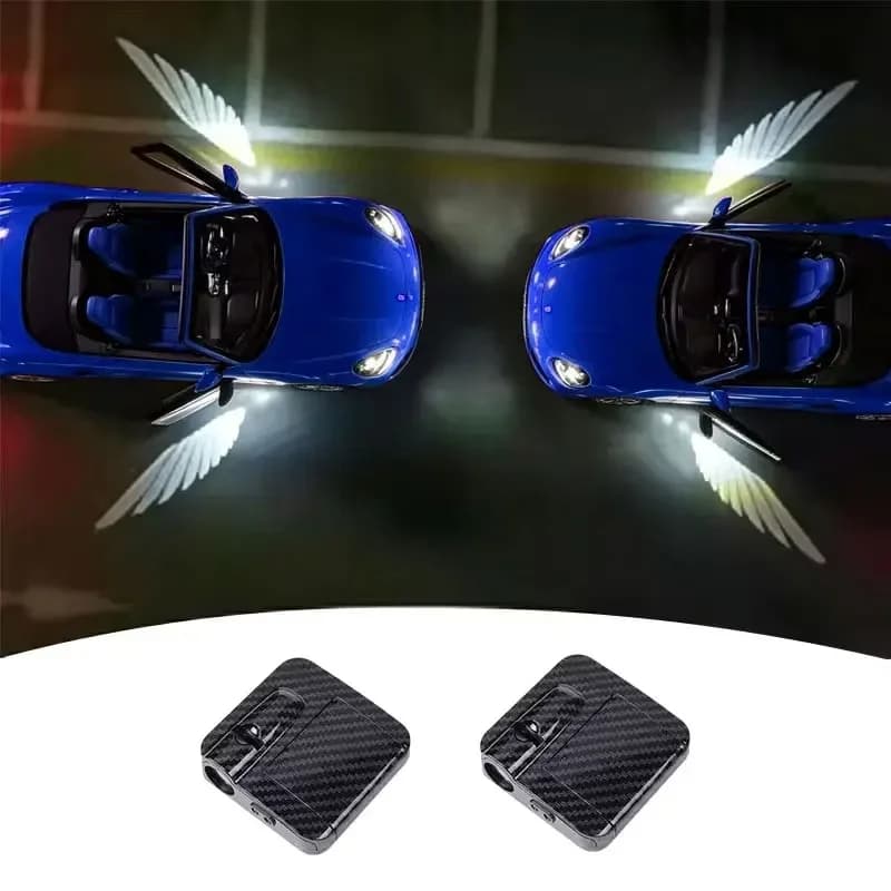 2/4 Pezzi Proiettore Laser HD Wireless per Portiera Auto, Accessorio Auto Senza Cablaggio, Alimentato a Batteria per Facile Accesso Notturno