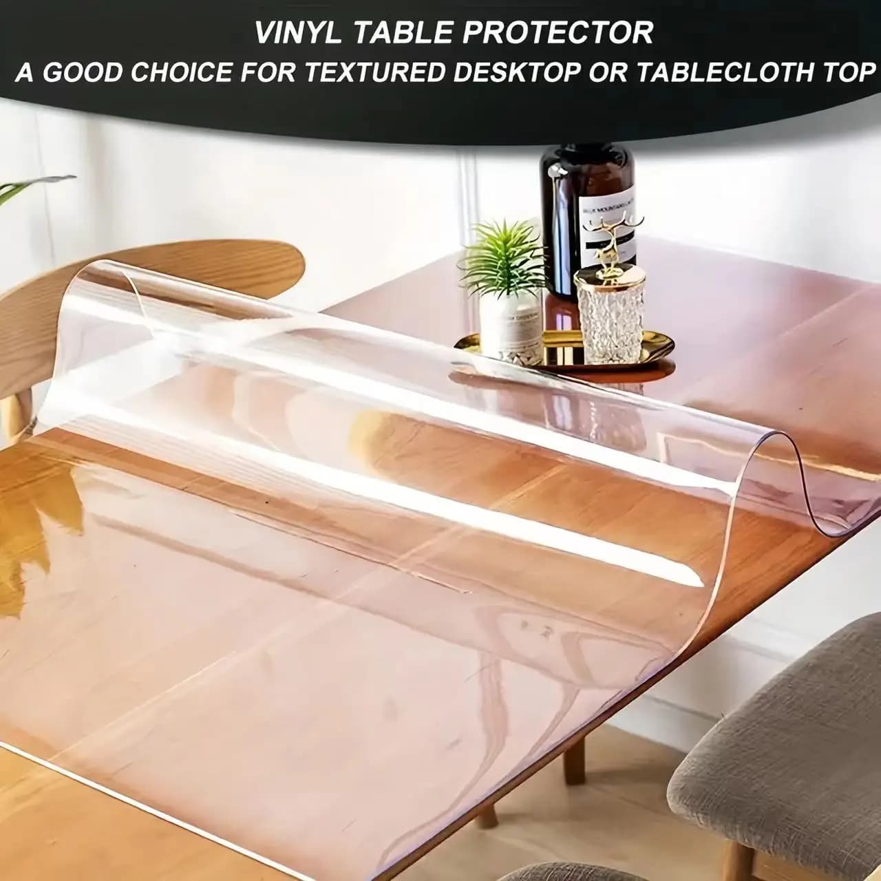 Tovaglia in PVC trasparente, tappetino in cristallo di vetro morbido, antiolio e impermeabile, adatto per tavolino, tavolo da pranzo, scrivania