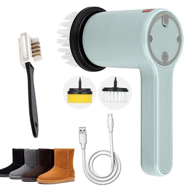 Kit per la cura Spazzola per scarpe Kit lucidatore elettrico Polvere Cura della pelle Set di lucentezza Lucidatura per stivali Detergente per sneaker Spazzola per lavaggio