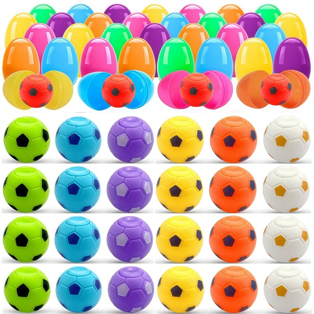 10-30 pezzi di creativi spinner a forma di pallone da calcio in guscio d'uovo, premi regalo per feste di compleanno, matrimoni, Pasqua, Giornata dei bambini, Natale, Capodanno