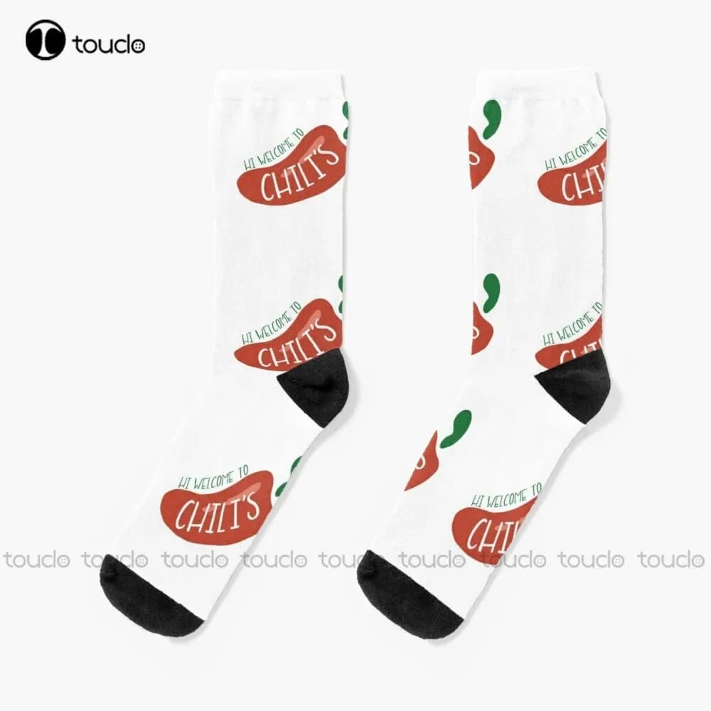 Hello Welcome to Chili'S Vine Socks Men's Socks Unisex Socks for Adults for Teenagers 360 ° Funny Socks personalized gift with digital print
