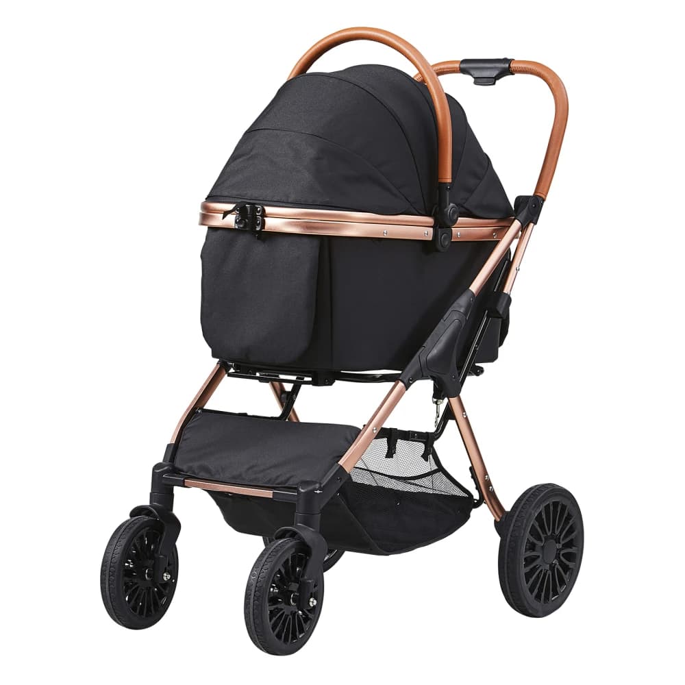 Ye Pet Stroller, 4-Wheel Dog Stroller with Rotating Wheels and Brakes, 66 lbs Weight Capacity, Detachable Carrier, Storage Basket & Pet Pad, for Small to Medium Dogs, Black