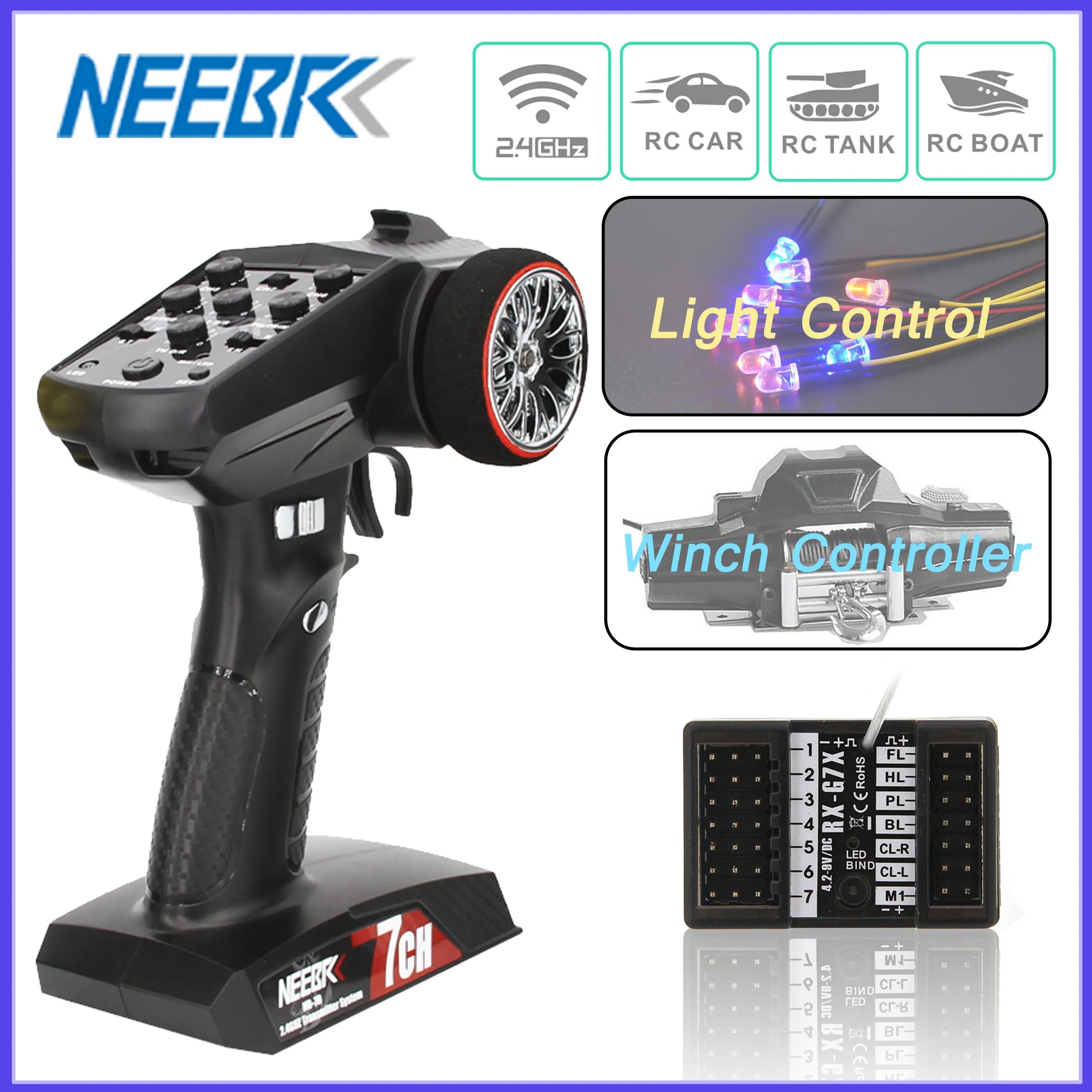 7CH 2.4G Trasmettitore 3in1 Impermeabile 12LED Ricevitore di controllo della luce Set Sistema radio per RC Car Tank Boat Modello Telecomando