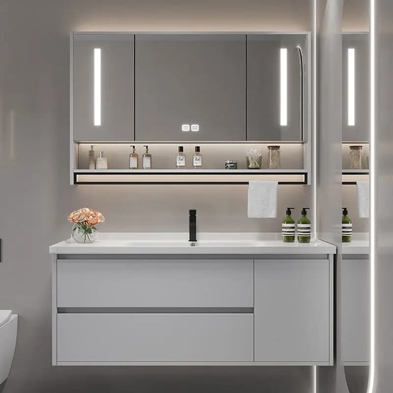 Vanità da bagno con divisorio vintage Vanity per WC Vanità da bagno a luce bianca Specchi portaoggetti Mobiletto Bagno Mobili per la casa