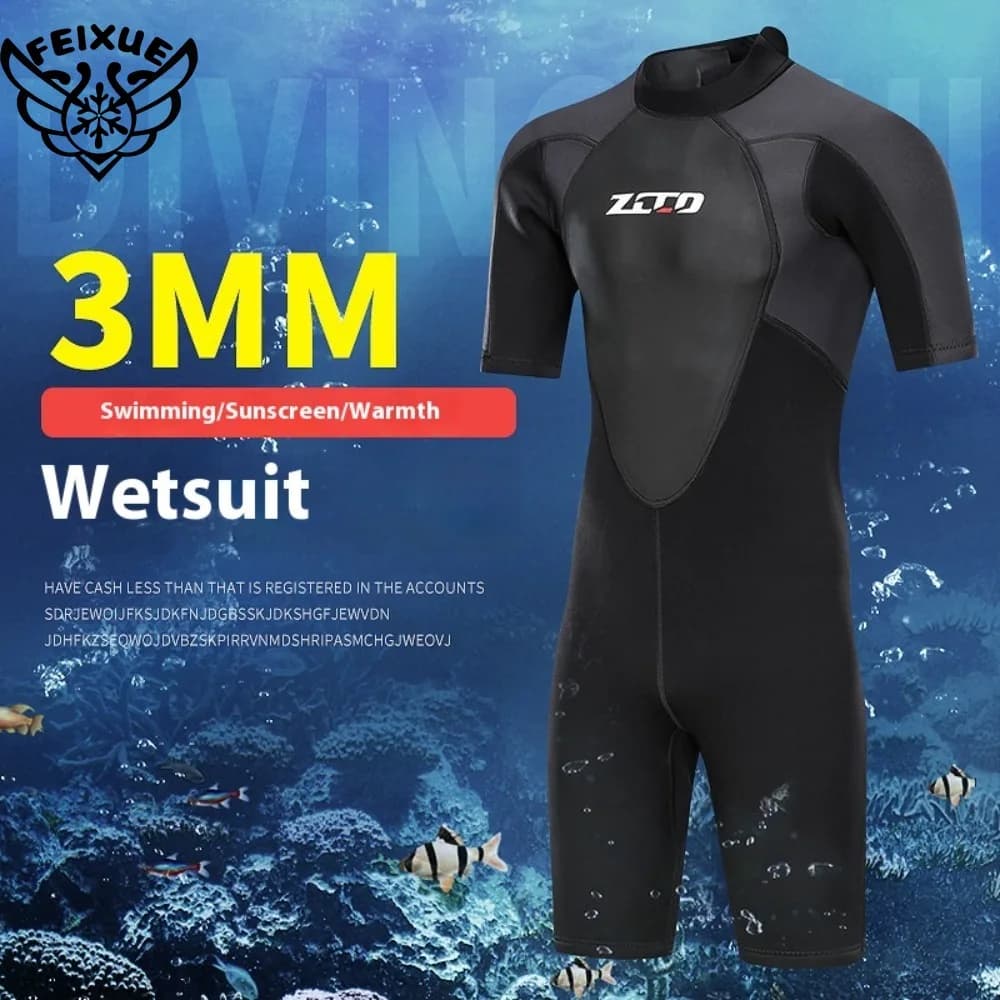 3mm neoprene men's short sleeve diving suit sun protection hot snorkeling surfing suit for full immersion