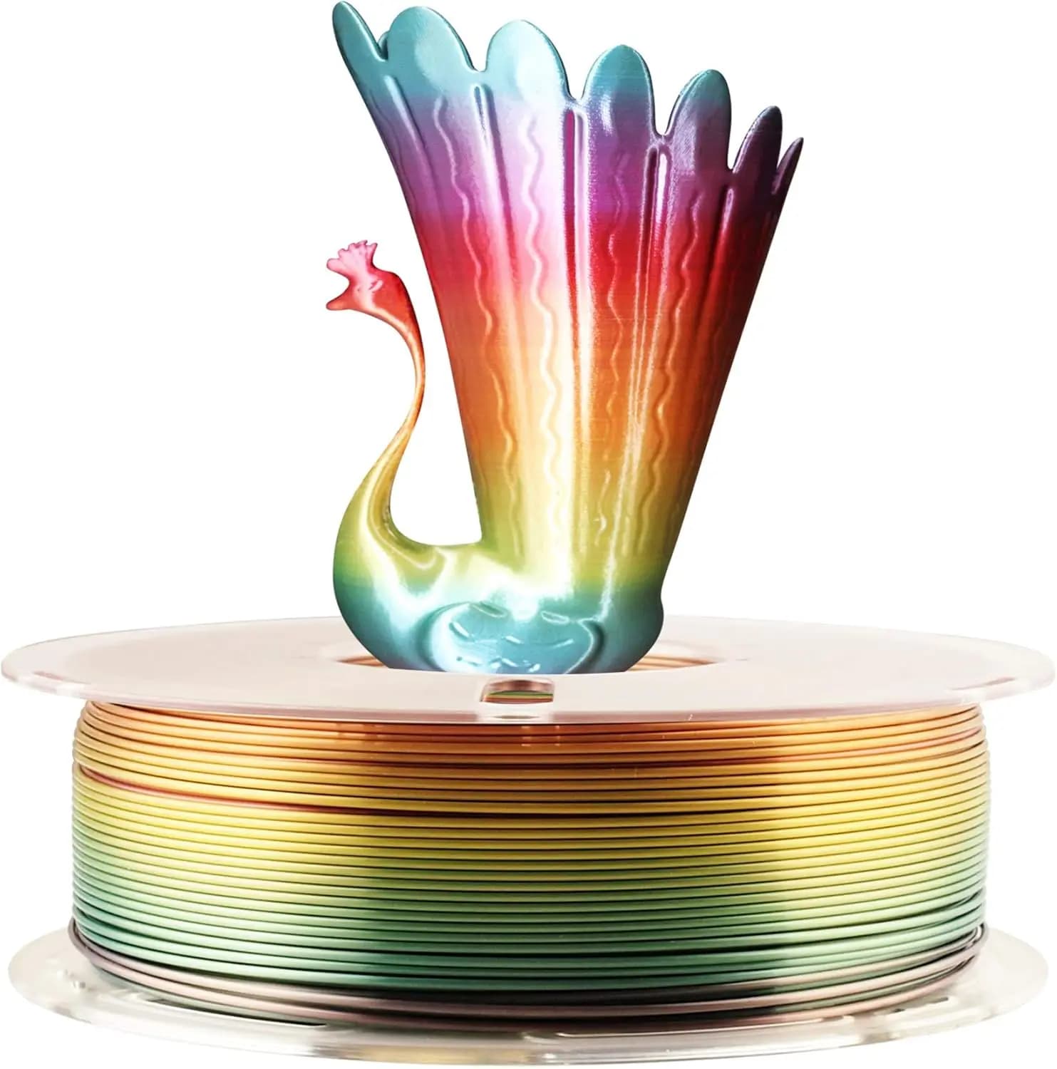 Filamento PLA Seta Arcobaleno a Cambio Colore Rapido 1.75mm, Bobina da 1kg per Stampante 3D FDM, Stampa 3D Multicolore Sfumata Lucida