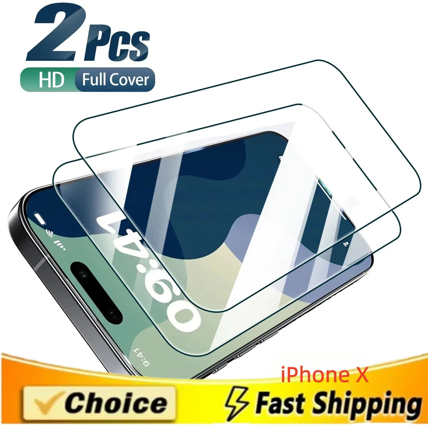 2 pezzi di vetro temperato a copertura totale per iPhone X, pellicola protettiva HD, protezione per lo schermo
