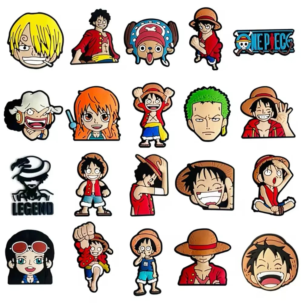 12pcs Anime One Piece Shoe Charms Cartoon Shoes Decoration Buckle Fit Clog Sandal Wristband Kids Gift