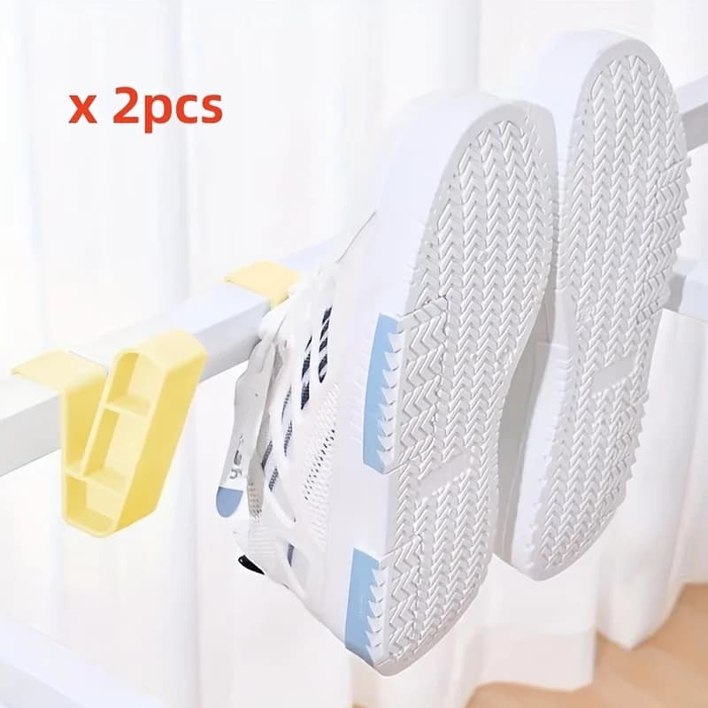 2pcs Shoe Hanger Hangable Slippers Organizer Slippers Display Hook Shoe Rack Portable Clothes Hangers Shoe Drying Shelf For Home