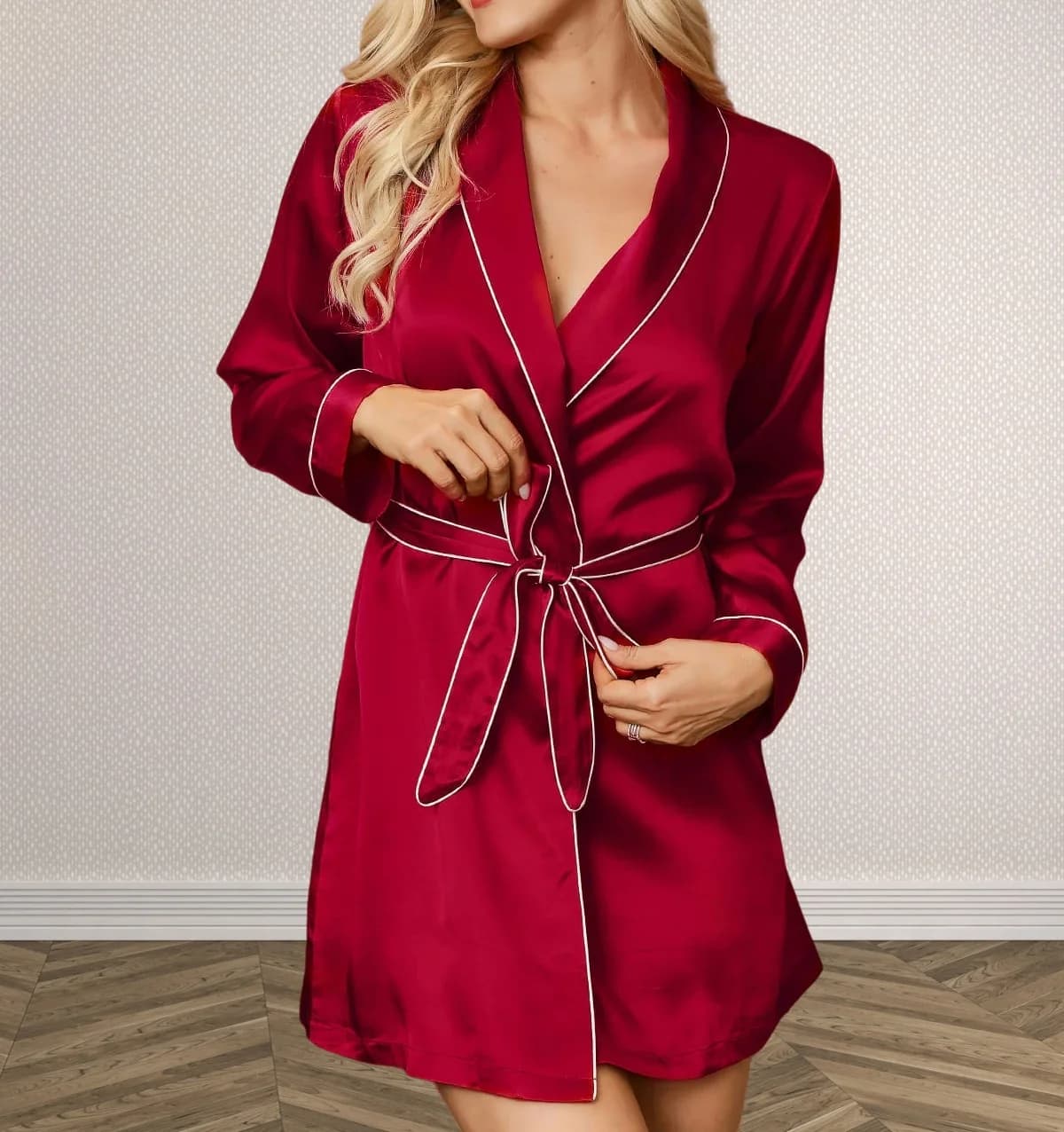 Women's Dress with Waist Belt Lavender Knee Sleeve Nightwear Bridal Dress Ladies' Dress