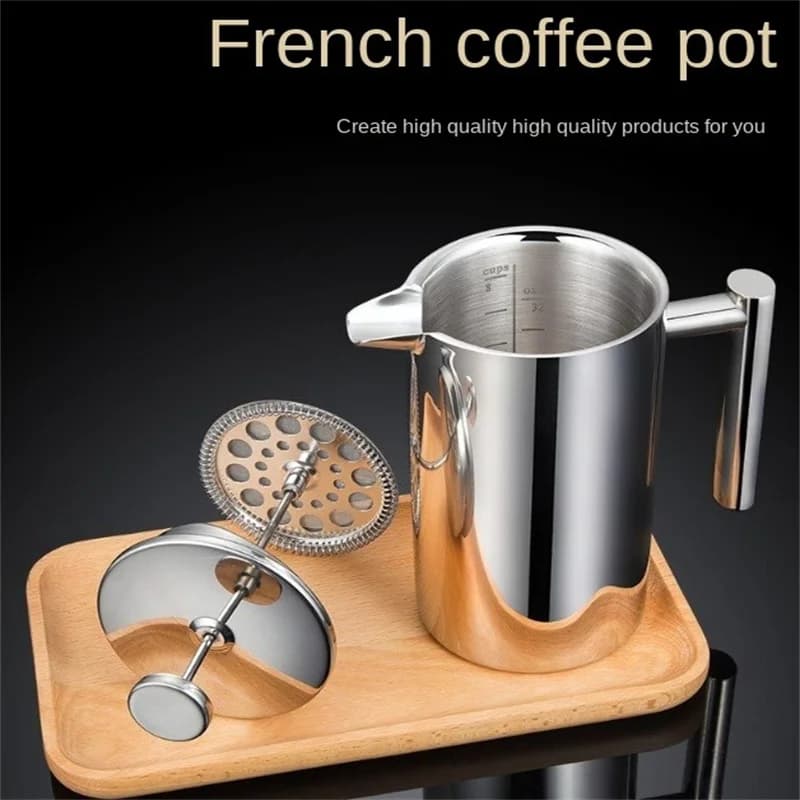 Caffettiera French Press Caffettiera in acciaio inossidabile a doppio strato Caffettiera isolante Caffettiera French Press in acciaio inossidabile