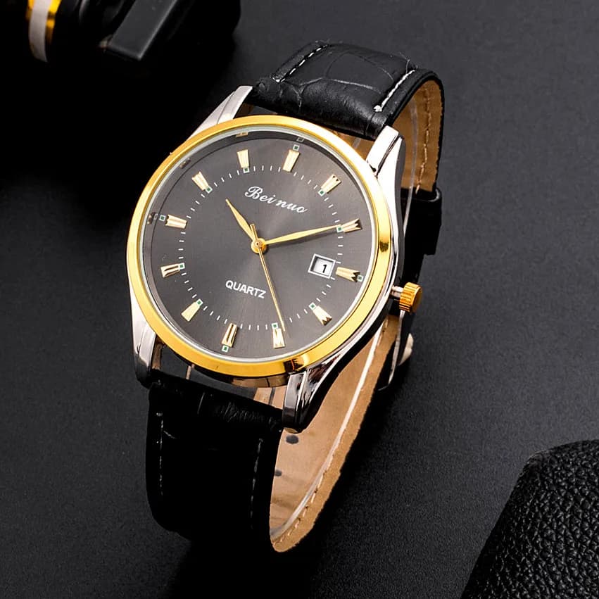Orologio da uomo in oro alla moda Orologi da uomo casual da lavoro Orologio da polso al quarzo rotondo di lusso Orologio da uomo impermeabile Regali per uomo