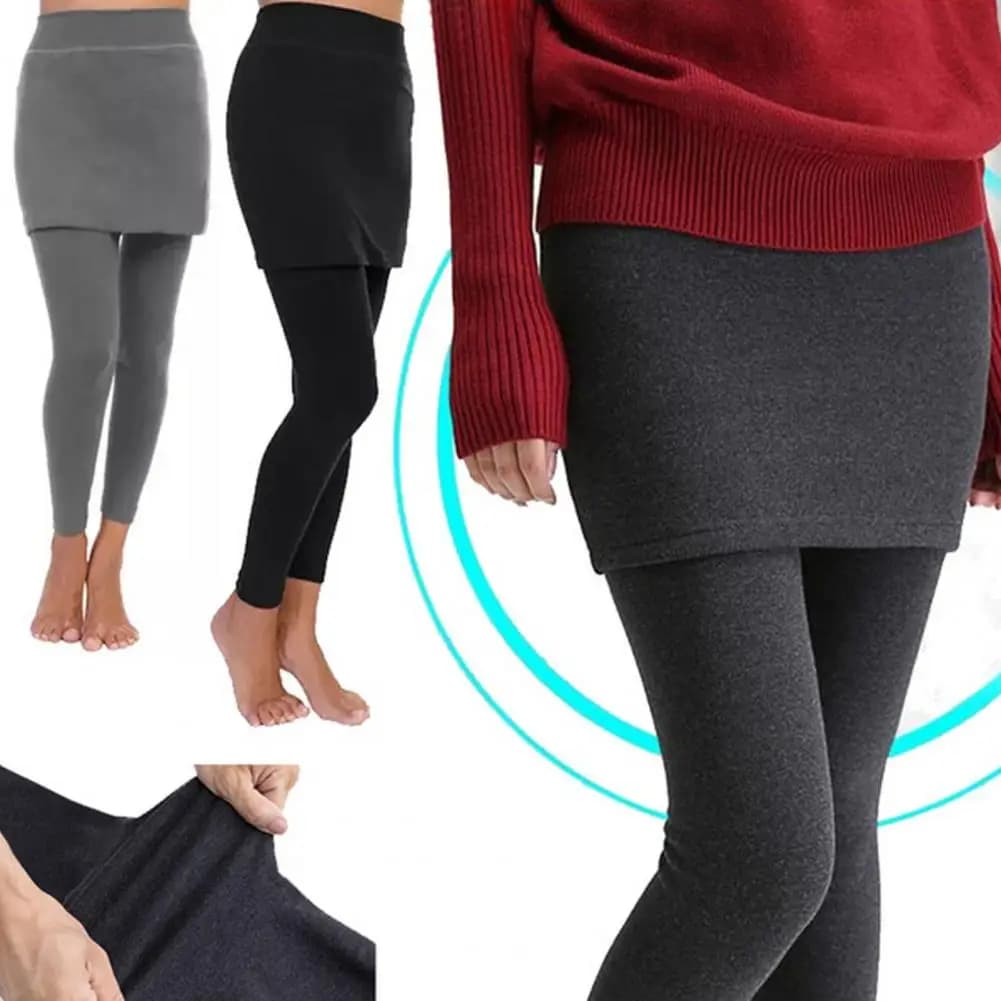 Leggings da donna Pantaloni con gonna in due pezzi finti stile coreano Autunno Inverno Elastico in vita Leggings da donna sottili caldi Leggings con gonna