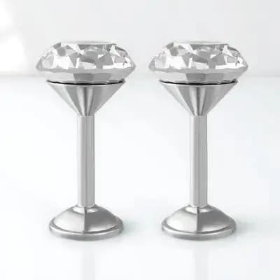 2 Pezzi Ganci per Tende in Cristallo Argentato, Fermatende a Diamante, Ganci Lucidi in Lega di Zinco per Nappe da Parete o Porta, Decorazione per Casa e Stanza