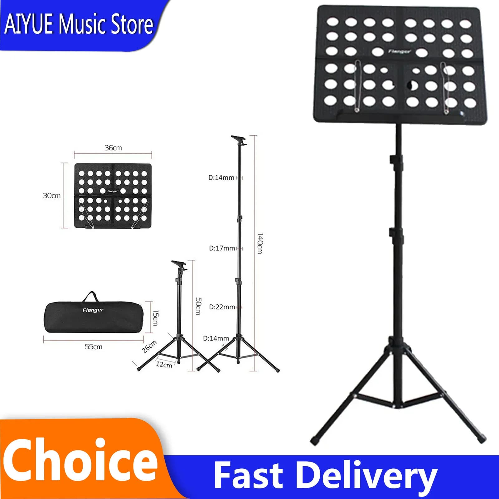 Flanger FL-05R Metal Sheet Music Score Collapsible Tripod Stand Lightweight For Guitar Violin Music Stand RetractableMusic Stand