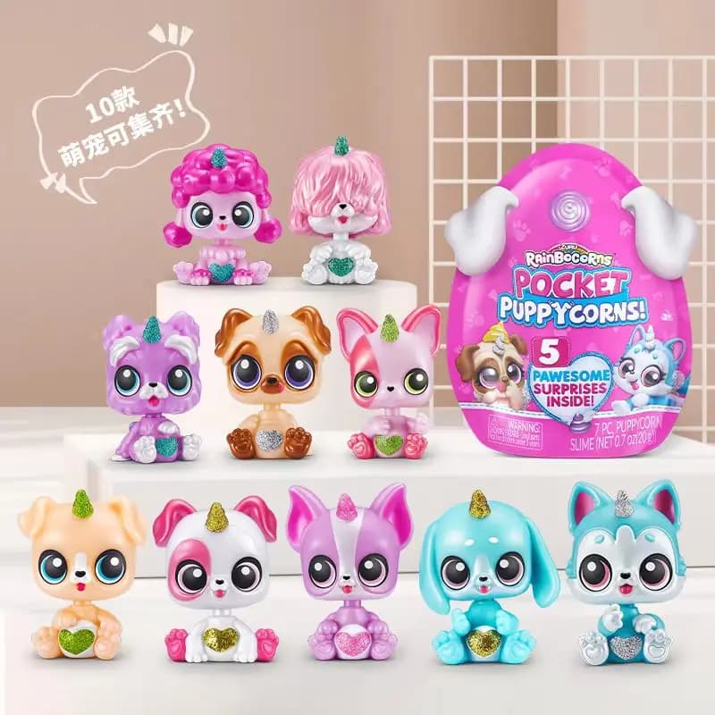 Zuru Rainbocorns Pocket Puppy Corns Misteriosa scatola cieca Bambola per cani oscillante Mini giocattolo Ornamento da tavolo Decorazione Regali per uova cieche