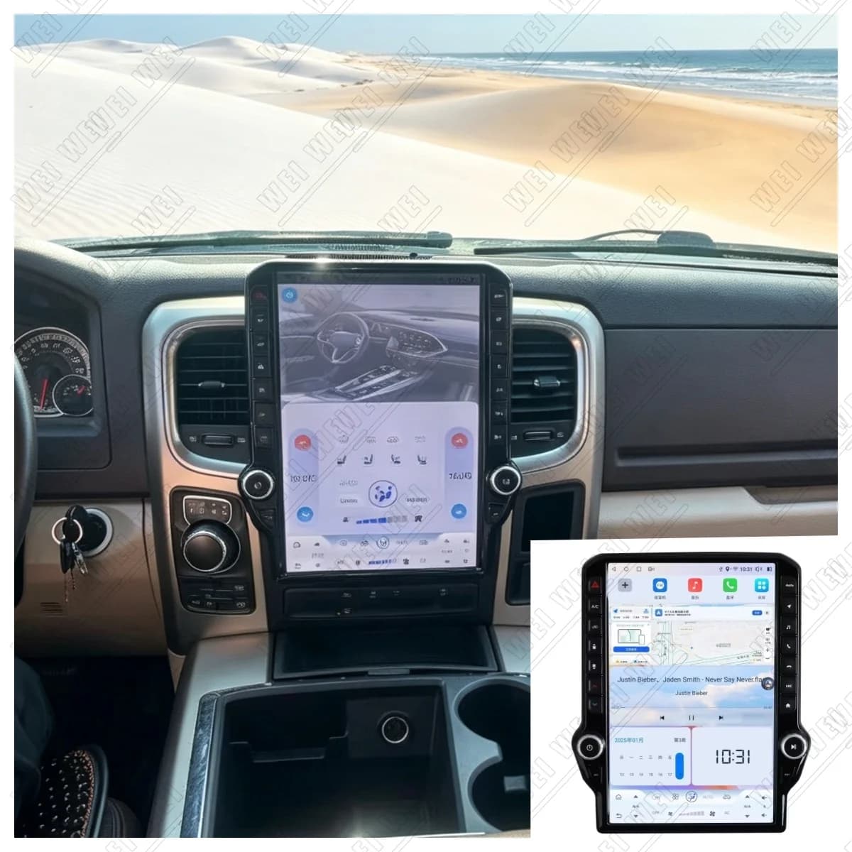 14.5" Android 14 CarPlay Auto For Dodge RAM 1500 2500 3500 Trucks 2013-2018 Screen Multimedia Player Stereo Car Radio Head Unit