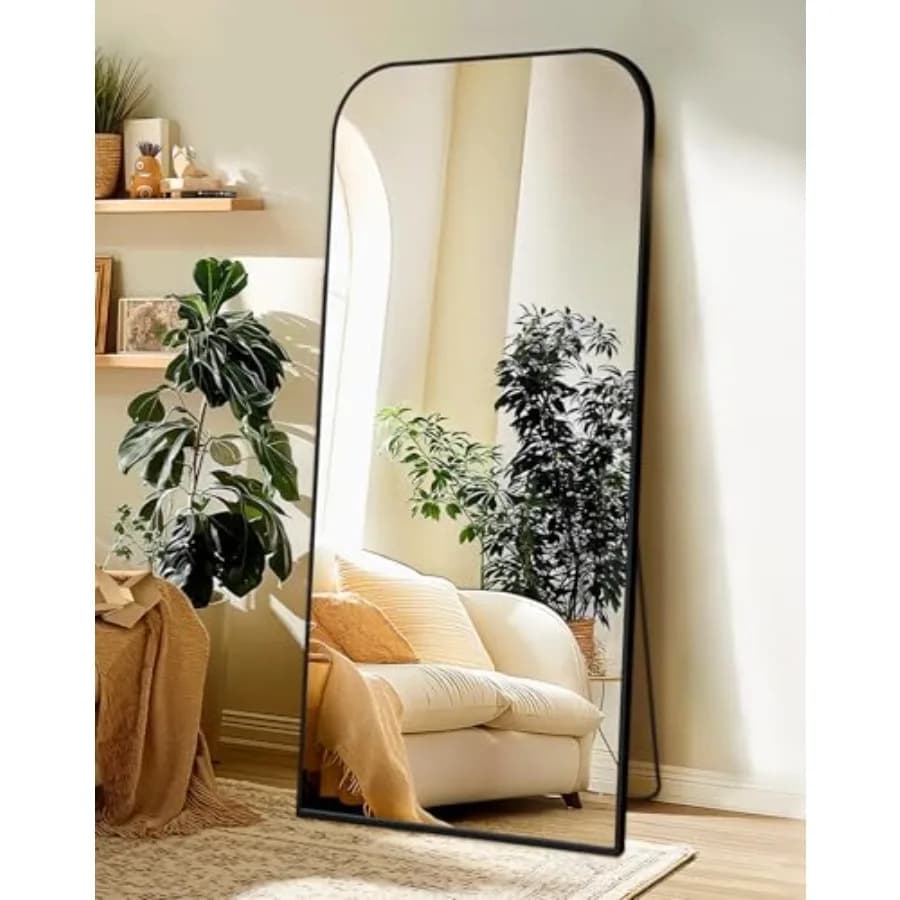 Specchio a figura intera, 56 x 25 pollici, grande specchio da terra con cornice in alluminio per camera da letto, soggiorno, bagno