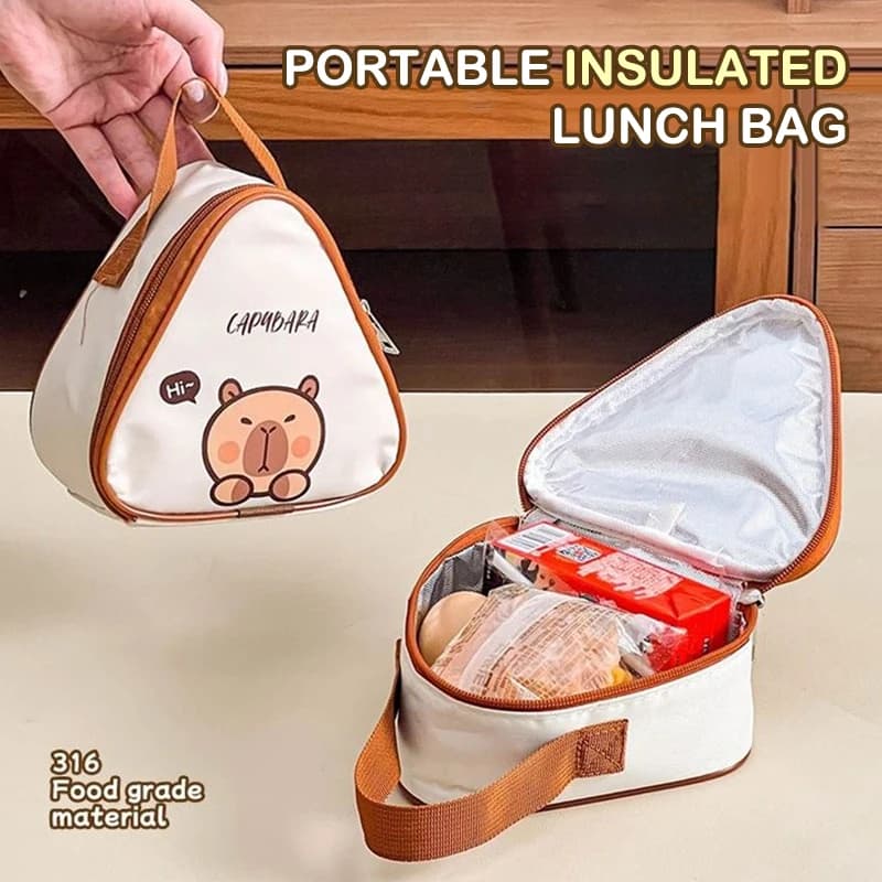 Borsa per il pranzo isolata Capybara del fumetto Borsa da picnic isolata portatile Borsa per il pranzo impermeabile e resistente all'olio Borsa termica riutilizzabile