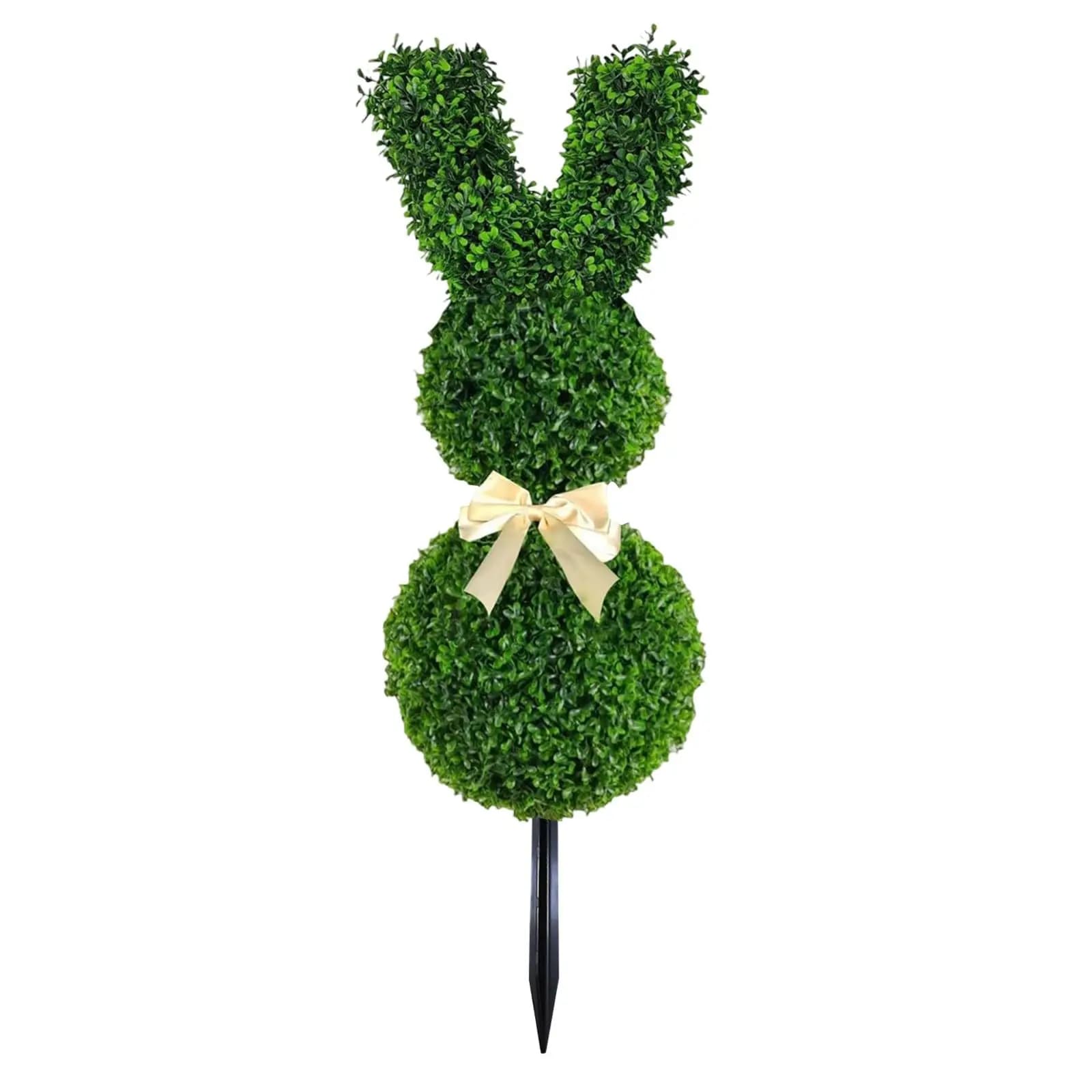 Topiario coniglietto outdoor, vase for artificial mouse tree in the shape of rabbit Fake plant with Easter bunnies, plant topiari in wood bosso with Easter rabbit