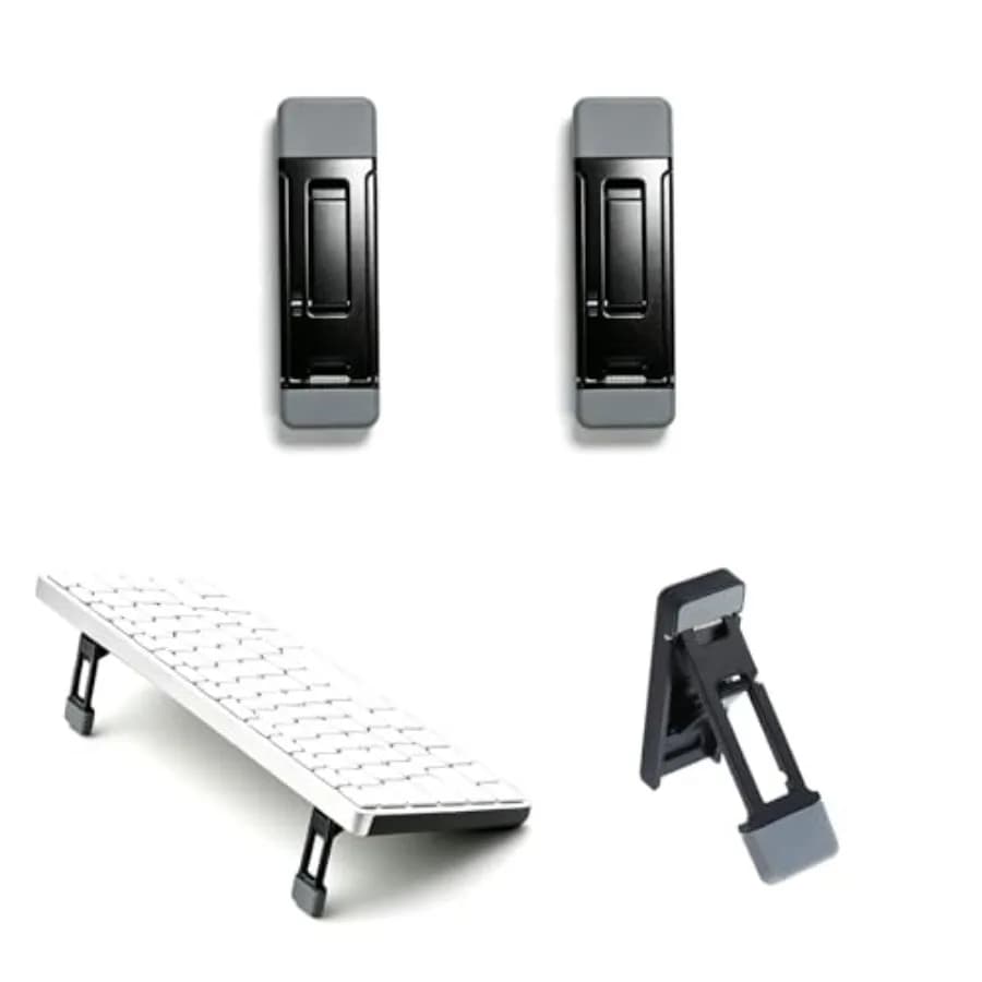 Keyboard Riser, 2 Pcs Portable Laptop Stands Foldable Small Lifter Feet for Desk, Adjustable Height and Anti-Slip Pad Assist in
