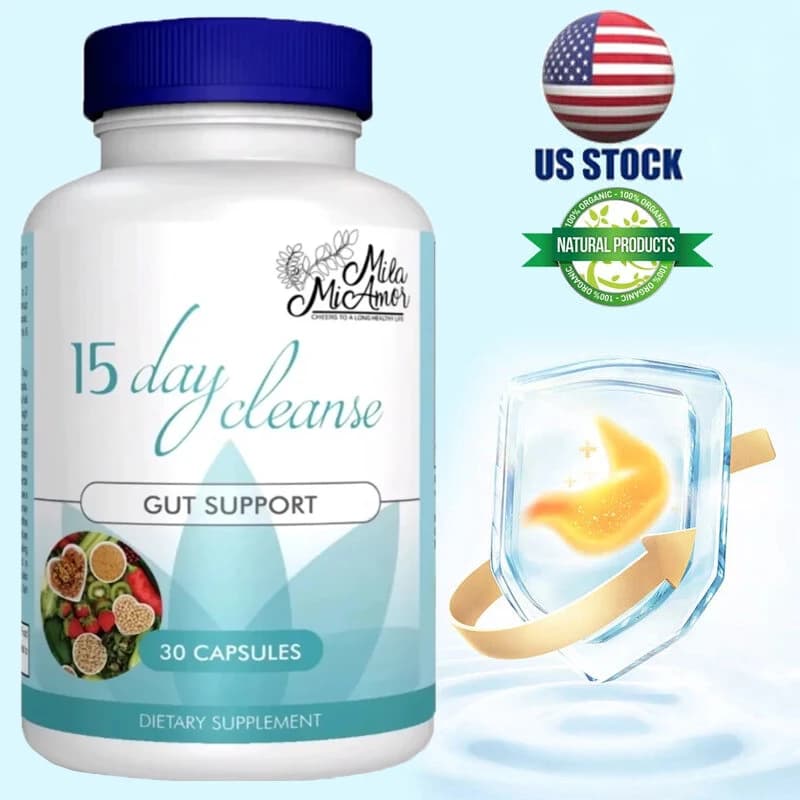 Gut & Colon Support 15 cleansing capsules for day cleaning: promotes digestive health and overall well-being