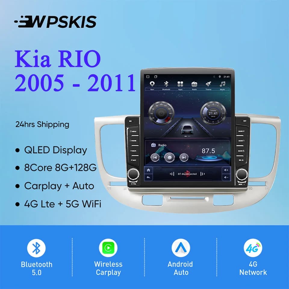 Android 14 Autoradio Stereo Multimedia Video Audio DVD Cassetta HU Per Kia RIO 2005 2007 2009 2011 Nastro di Navigazione GPS per Auto RDS
