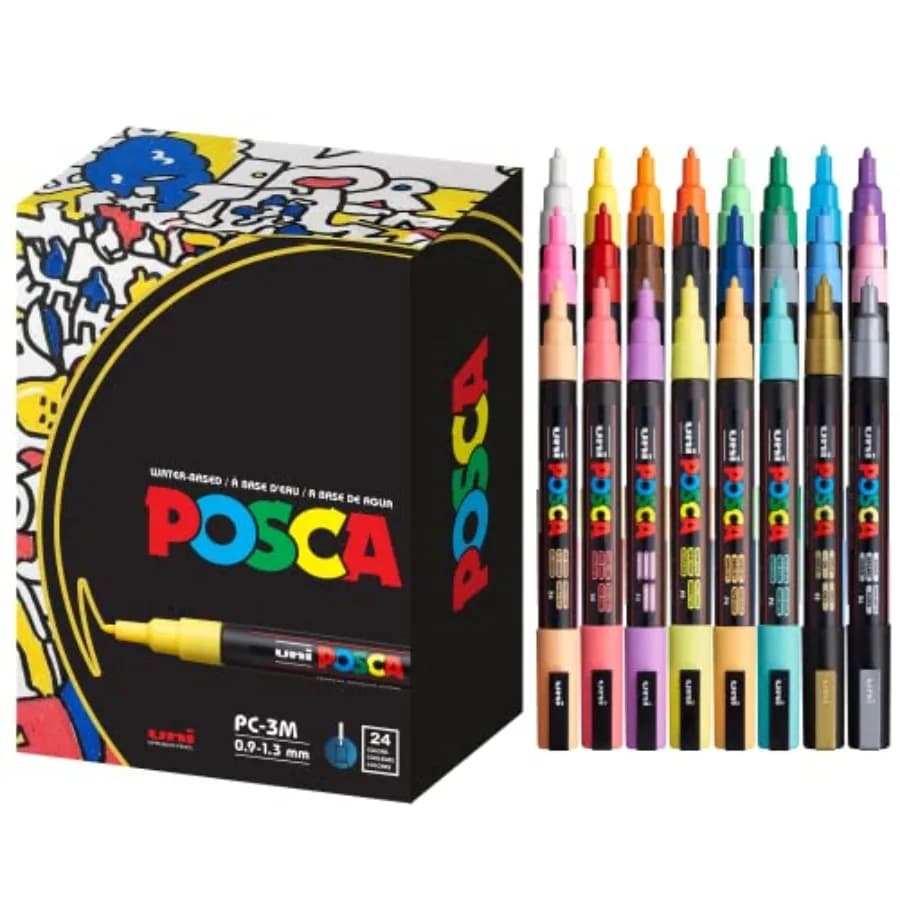 Paint Markers, 3M Fine Point Acrylic Paint Pens with Reversible Tips, Art Supplies For Gifts, Decorations, Fabric, Metal, Glass