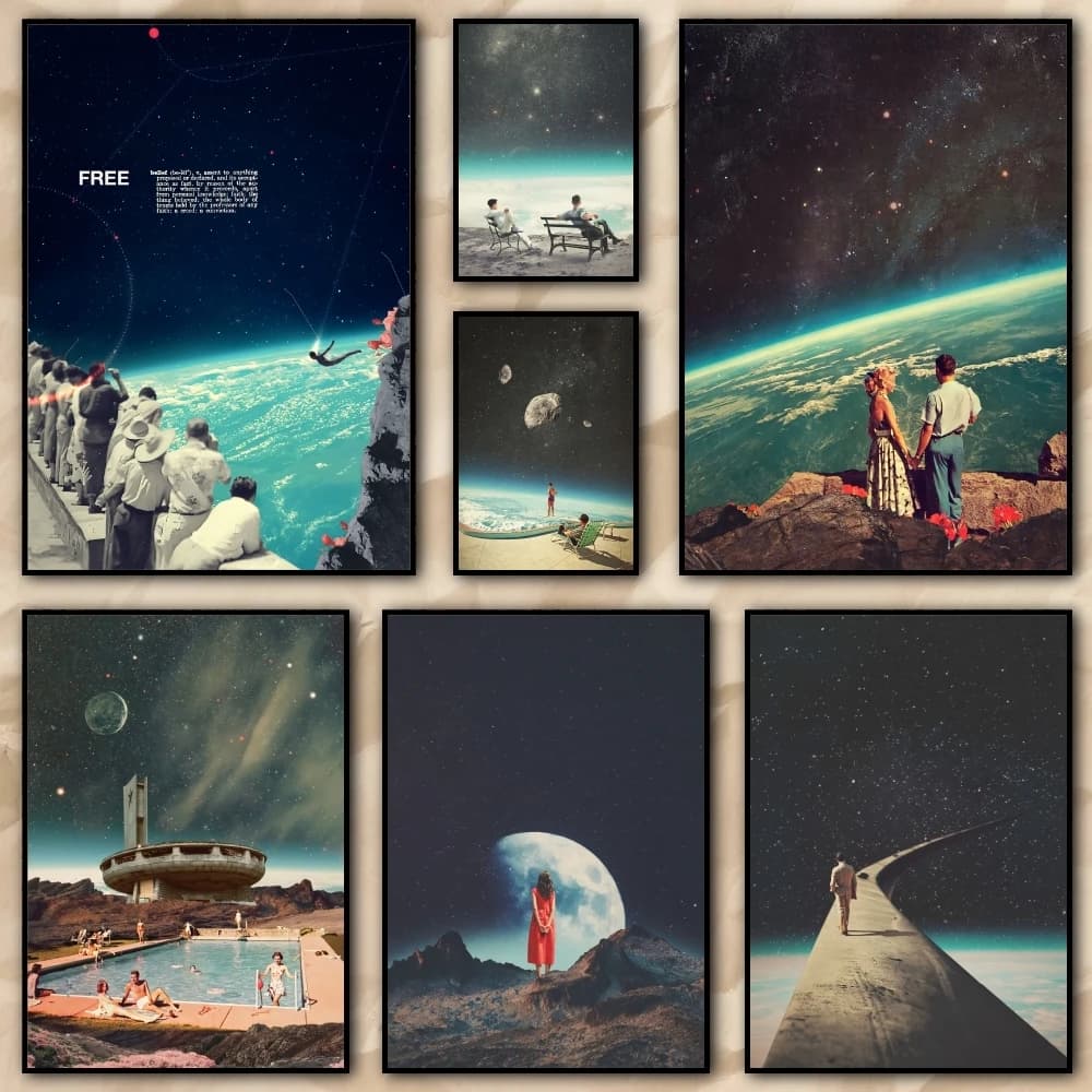 Sci-fi space fantasy oil paint Painting Calligraphy pictures Room bedroom interior wall decoration Canvas Poster art mural