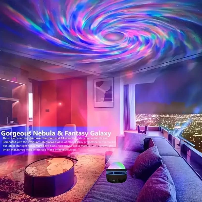 Lampada per proiezione stellare Vortex Lampada dinamica per interni auto per feste Proiettore per ondulazioni d'acqua Luce notturna per atmosfera decorativa per camera da letto
