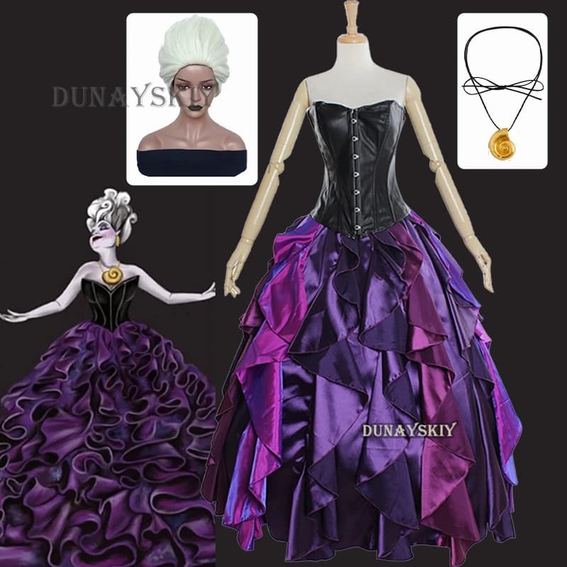 Sirena Ursula Costume Cosplay Abito da ballo gotico Abiti da gioco di ruolo anime Abito corsetto con lacci uniforme Abiti da sposa di Halloween
