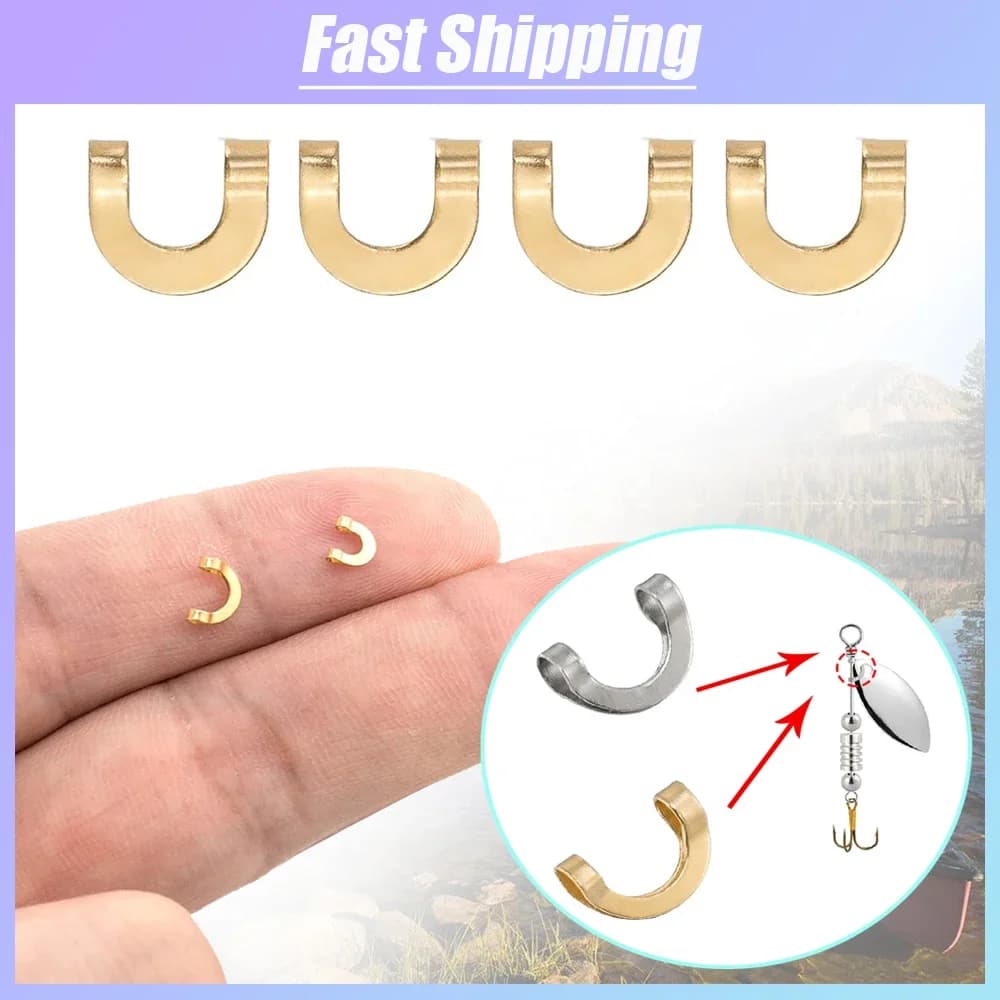 100 pz Pesca A Forma di U Clip Fisse Pesca Spinner In Acciaio Inox Esca Pinze Spinner Da Pesca Esche Connettore Strumento Accessori