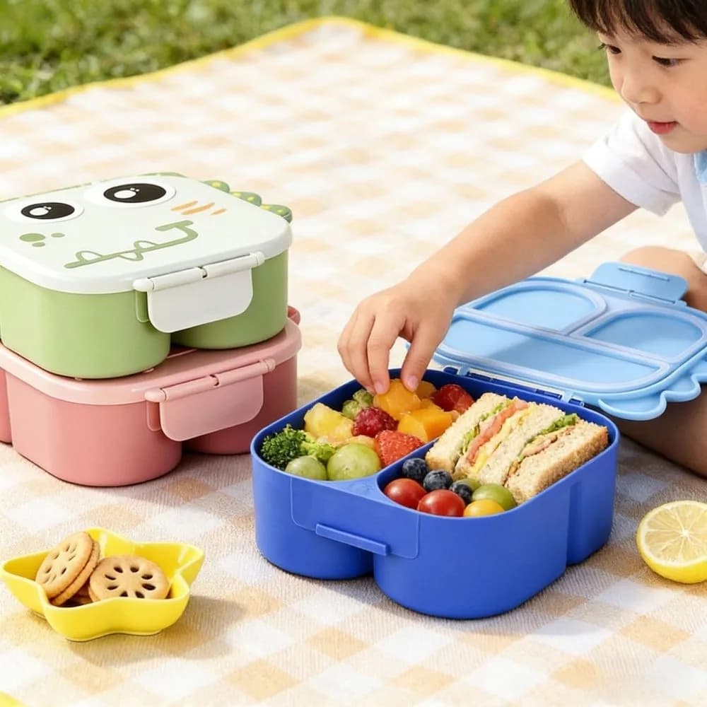 Contenitore per Pranzo Portatile a Forma di Dinosauro, Adatto al Microonde, Ermetico, per Picnic, Design Quadrato Sicuro per Alimenti