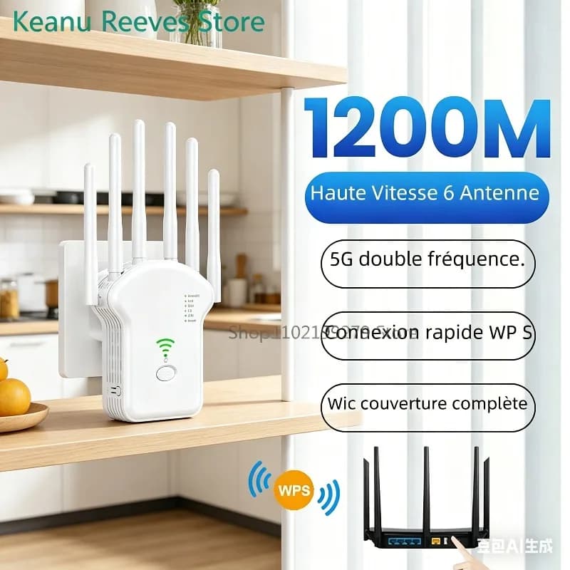 Amplificatore Wi-Fi Dual Band AC1200M, Ripetitore di Segnale Wireless 5G ad Alta Potenza