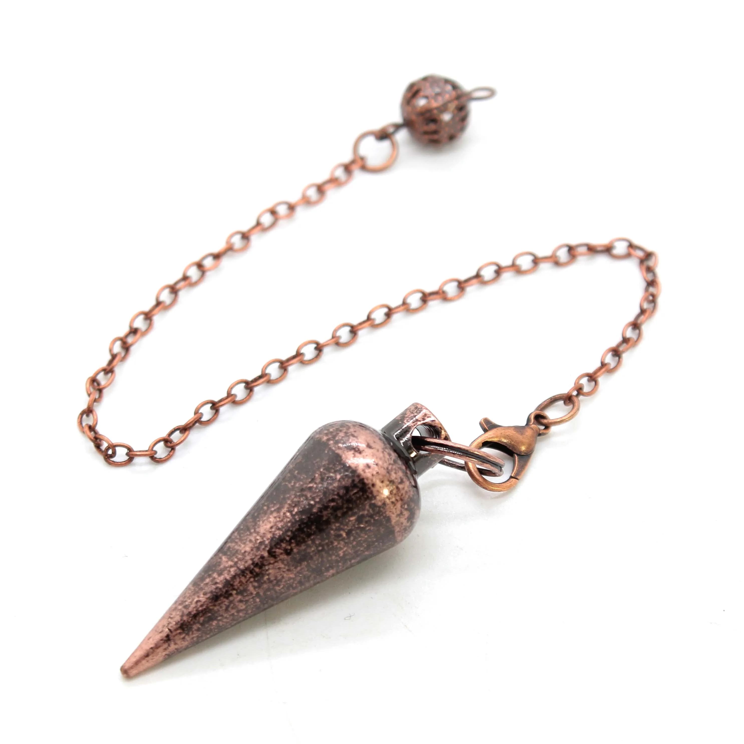 Ciondolo a pendolo a cono rotondo in rame antico per rabdomanzia Divinazione Penduli spirituali Guarigione Penduli Reiki Penduli in metallo