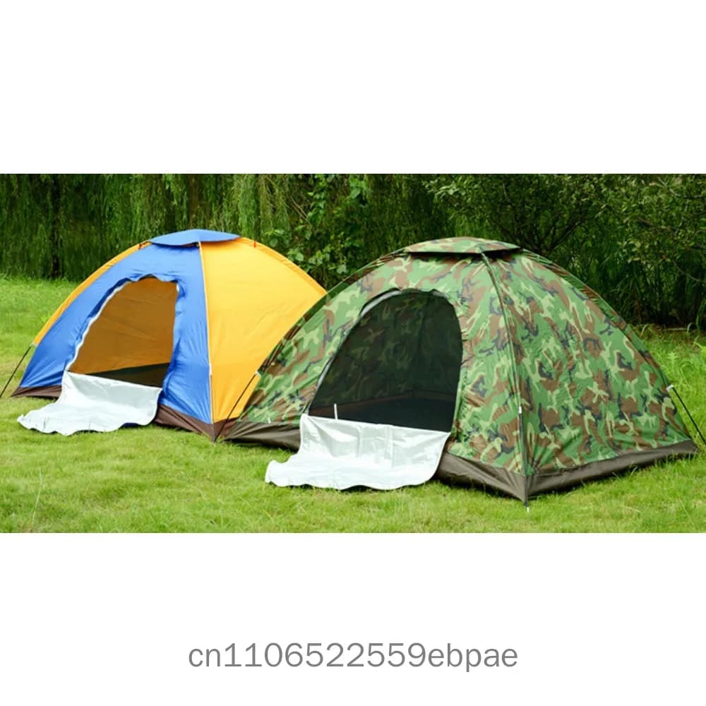Single Layer Manual Camping Tent Color Block Outdoor Travel Hiking Picnic Tent Waterproof UV Protection Shelter