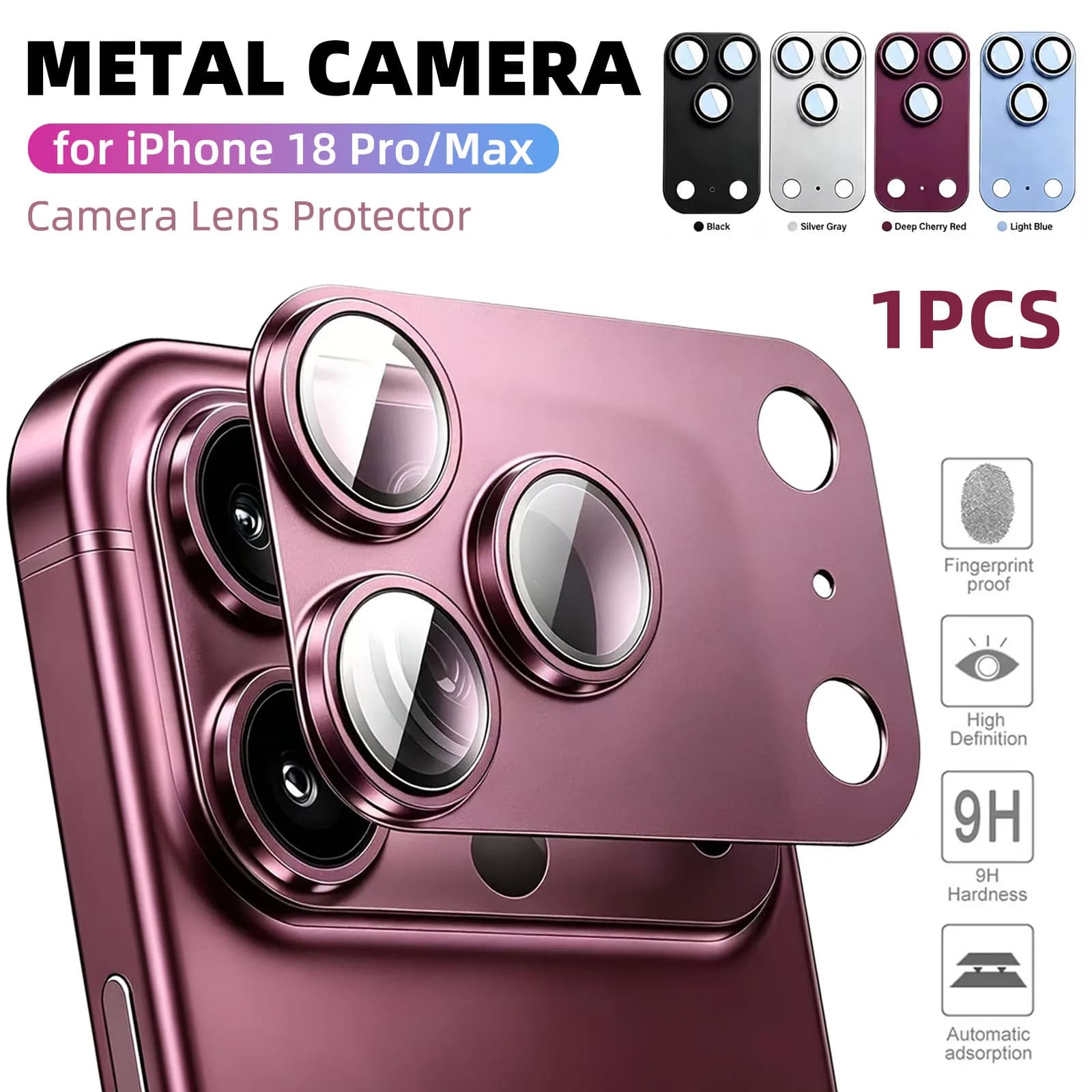 2026 New Camera Lens Protector for iPhone 18 Pro 18 Pro Max Metal Alloy 9H Tempered Glass Full Cover Anti-Scratch Accessories