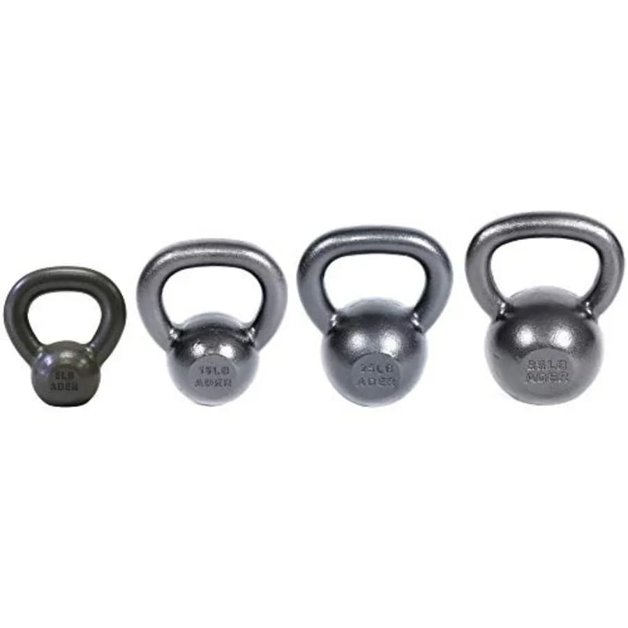 Premier Kettlebell Set (5, 15, 25, 35 Lb) 4 pieces with chalk ball for DVD and gym