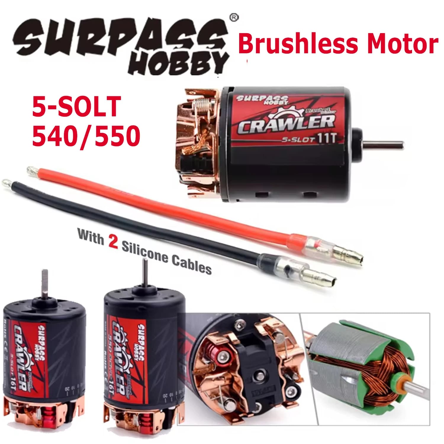 SURPASS HOBBY 540 550 Motore Spazzolato 5 Slot 10T 11T 12T 13T 16T 20T per 1/10 1/12 RC Auto Traxxas SCX10 Arrampicata Crawler Parti di Automobili