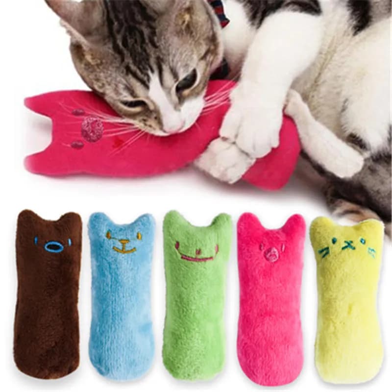1pcCat Design Cat Teaser Toy contiene un cuscino in peluche con suono cigolante, giocattolo interattivo per animali domestici, giocattoli in peluche per animali domestici, diversi colori disponibili