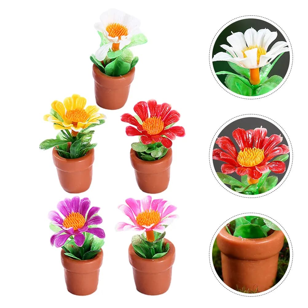 Set di 5 Mini Bonsai Artificiali in Vaso, Decorazione per Casa delle Bambole, Giardino in Miniatura, Ornamento da Tavolo