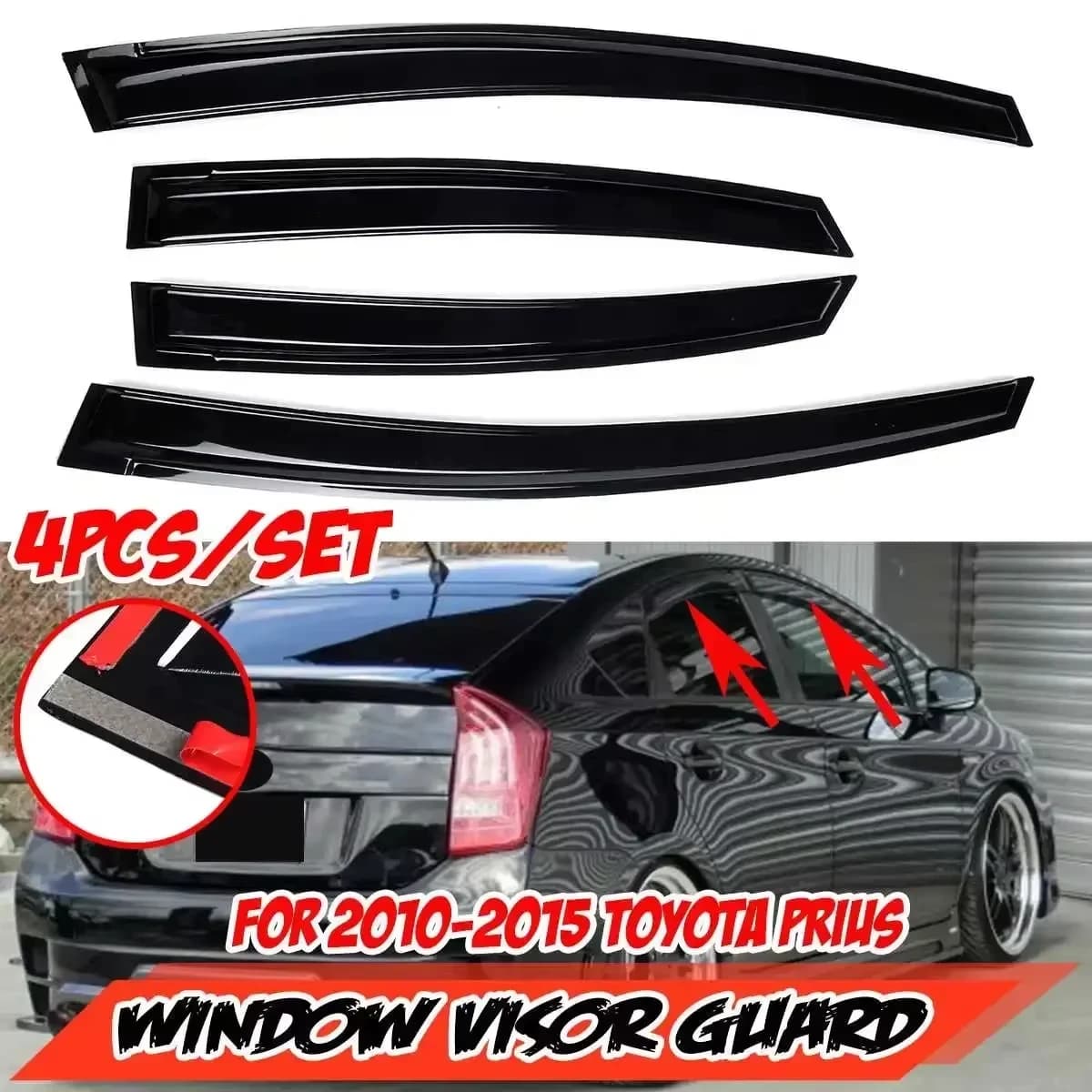 Set di 4 Deflettori Vento per Finestrini, Protezione Pioggia per Toyota Prius XW30 2010-2015, Parasole e Protezione Solare Sostitutiva