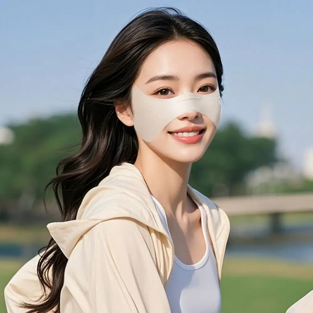 Maschera Traspirante Elastica in Seta Ghiaccio Sottile, Velo Protettivo Solare, Patch Occhi Solari, Protezione UV, Colore Solido, Maschera Viso Sportiva da Golf