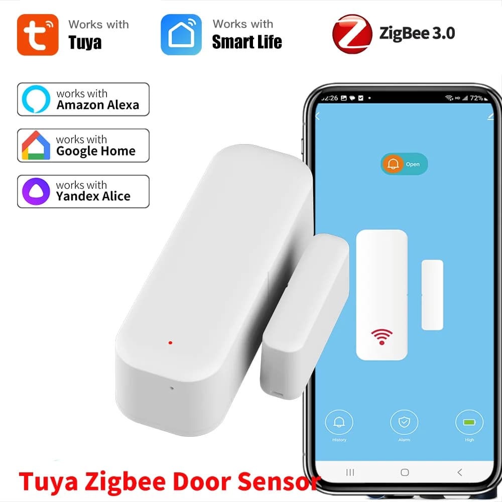 Tuya Zigbee Sensore per porte Sensore per finestre Sensore di contatto per Smart Home Smart Life APP Telecomando compatibile con Alexa
