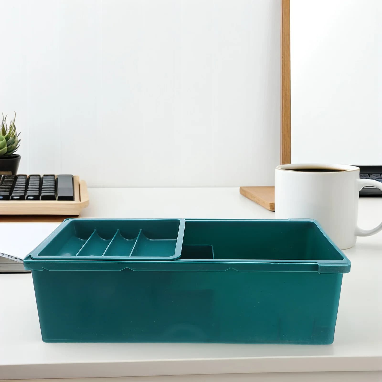 Scatola portaoggetti per cassetti da scrivania con scomparti sotto il desktop per piccoli studi, uffici domestici, spazio di lavoro efficiente