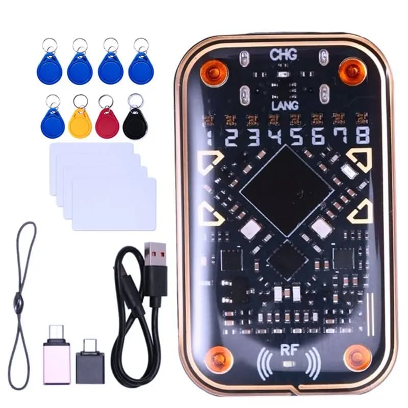 Consegna in 24 ore Camaleonte V2.0 RFID Smart Chip Reader Emulatore + 12PCS UID/CUID Portachiavi Carte 125Khz 13.56Mhz NFC Decodifica Dupl