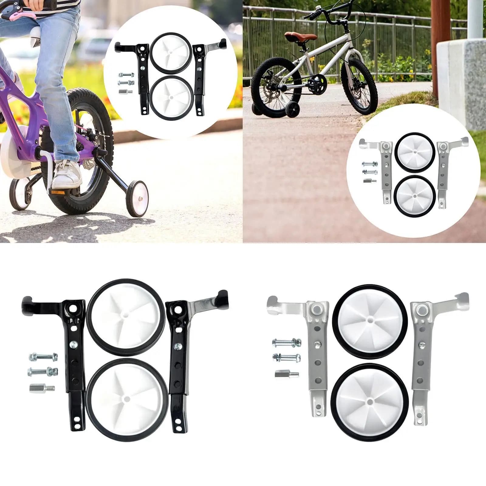 Ruote da allenamento per bici per bambini Diametro ruote da 5,12", Ruote posteriori resistenti Stabilizzatori per biciclette regolabili Ruote ausiliarie