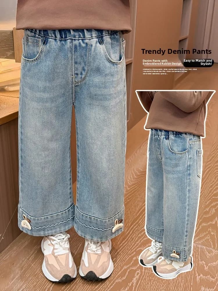 Jeans casual alla moda a gamba larga per neonate Primavera Autunno Nuovi pantaloni lunghi Faionable per bambini Sle Versione coreana 0-94