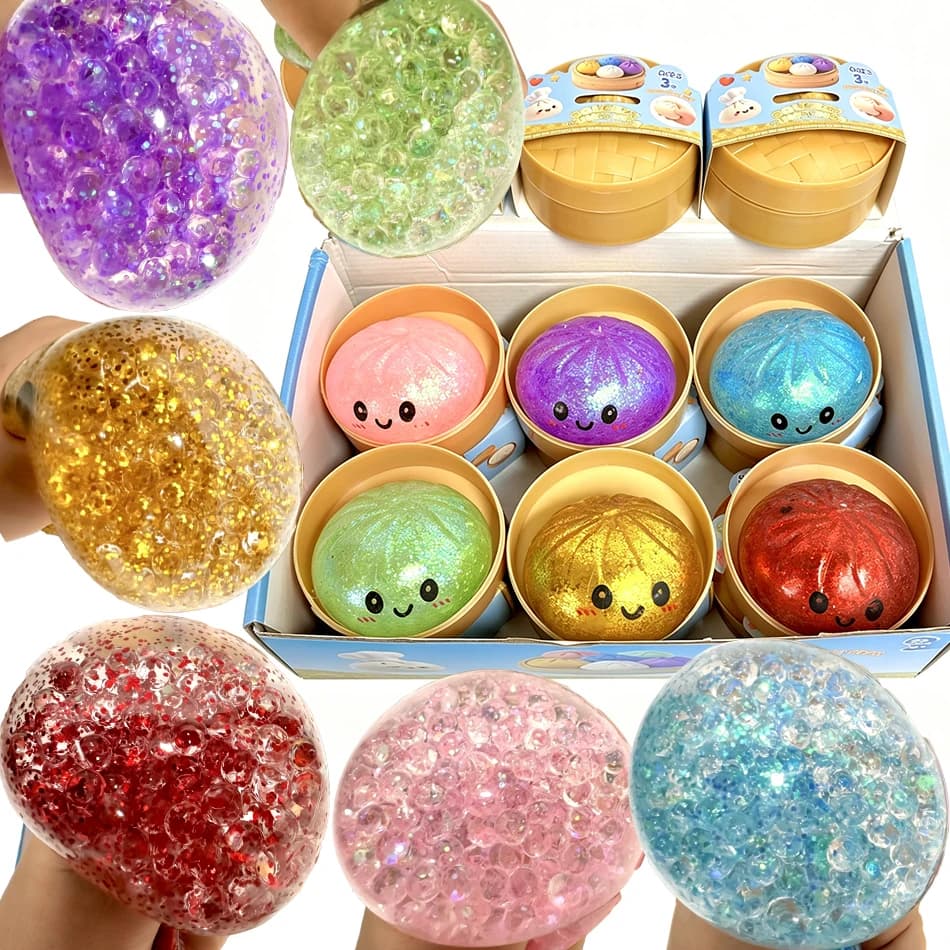Stress Relief Squeeze Toy-Simulated Dumpling&Baozi,Reusable Low Rebound Sensory Dough Ball For Relieve Anxiety&Release Emotions