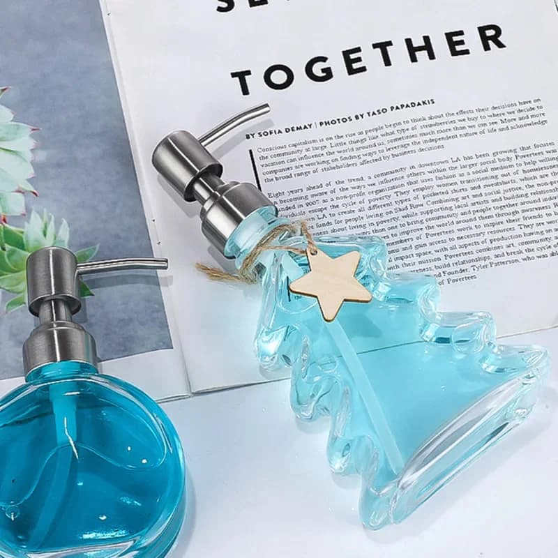 Dispenser di sapone da bagno per albero di Natale, lozione, shampoo, supporto per gel doccia, bottiglia vuota riutilizzabile per pompa da bagno, regalo di Natale di Capodanno